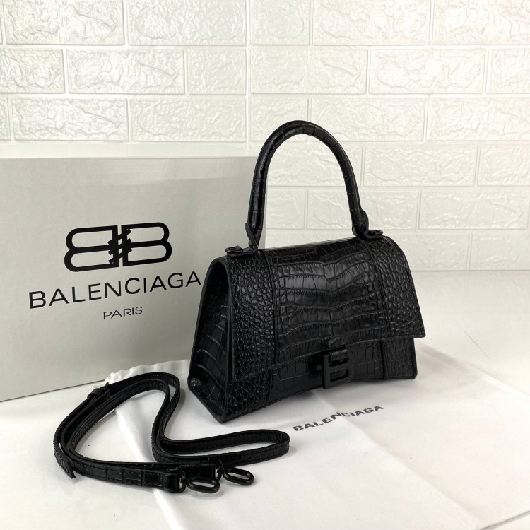 BALENCİAGA HOURGLASS CROCO BLACK 